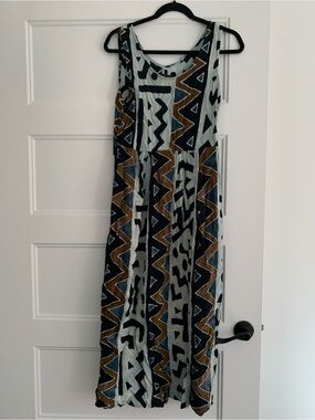 Java Lava Batik Dress Size Medium BOHO Sleeveless Beach Indonesian